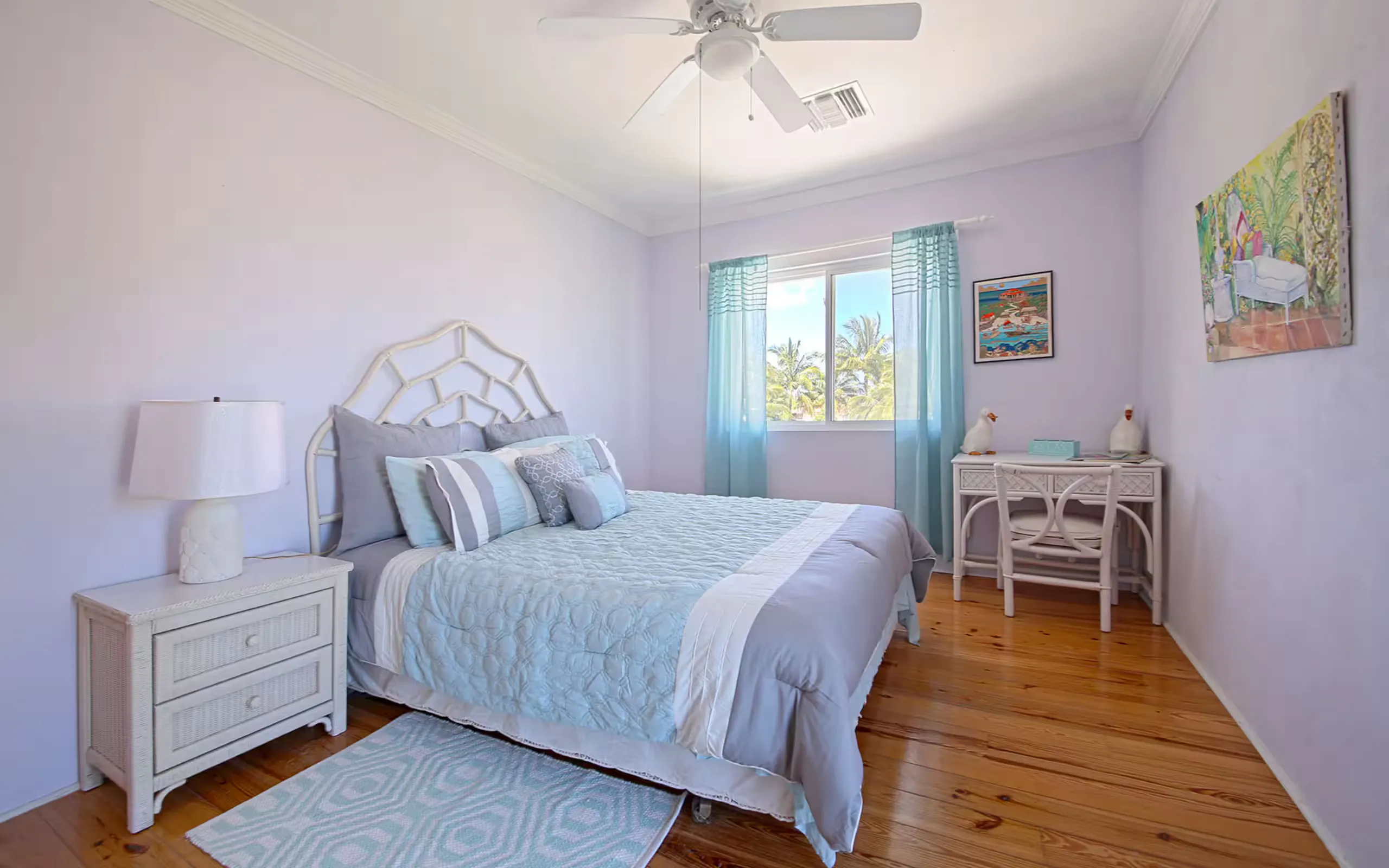 Guest bedroom with coastal decor